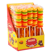 Certificat HACCP/BRC Halal Kosher Burger Fruit Gummy Hamburger Shape Jelly Soft Gummy Candy Lollipop