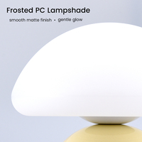 Petite lampe de table en forme de champignon blanc avec base en céramique, abat-jour en plastique, lumière LED à intensité variable, veilleuse pour salon, décoration de la maison