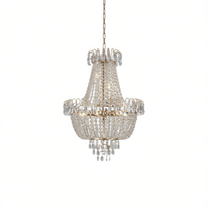 Lámpara de araña grande de cristal y hierro dorado D0100XU4WMY para sala de estar, comedor, dormitorio, pasillo, sin bombilla - Product Image 1