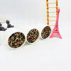 Pot de fleurs à rayures verticales en forme de galet, 7,5 pouces, en mousse réutilisable, mini pot pour décoration de bureau - Product Image 3