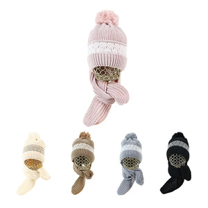 Jacquard Knit <b>Hat</b> And Scarf Set 2 Piece 56-58Cm Cotton <b>Beanie</b> With Pom Pom For Adult Winter Warmth - Product Image 1