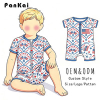 Vente flash : Pyjama en fibre de bambou avec fermeture éclair pour bébé et enfant, ensemble combinaison à manches courtes pour l'été