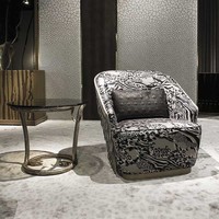Italie fait à la main moderne Accent Lounge Chair de haute qualité doux imprimé léopard gland décontracté Villa appartement loisirs salon