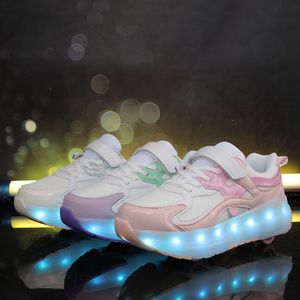 Patins à roulettes pour filles, sport de plein air, dessus en maille, trottinette à roulettes, <span class=keywords><strong>4</strong></span> <span class=keywords><strong>roues</strong></span> rétractables, chaussures à roulettes déformables pour enfants - Product Image 4