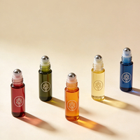 Flacon en verre roll-on transparent à fond épais, forme ronde, sérigraphié, faible MOQ, 3ml, 5ml, 8ml, 10ml, pour huiles essentielles et parfums