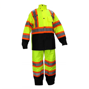 Traje Impermeable de Alta Visibilidad, Chaqueta y Pantalón de Poliéster Oxford <span class=keywords><strong>para</strong></span> Trabajo de Construcción - Product Image 1