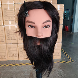 <span class=keywords><strong>100</strong></span>% têtes d'entraînement de coiffure de <span class=keywords><strong>cheveux</strong></span> humains naturels tête de Mannequin masculin avec barbe, tête de poupée modèle de barbe pour hommes - Product Image 1