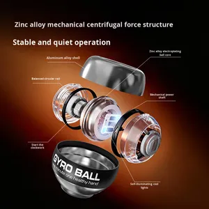 Wholesales Custom Logo Printed Auto Start <b>LED</b> Gyro <b>Ball</b> Wrist Trainer Best Selling Forearm Power Strength Fitness Portable Gym - Product Image 3