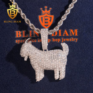 Perhiasan Hip Hop Model Kambing Bertabur Batu Moissanite Perak 925, Liontin Hewan, Promo <span class=keywords><strong>Fashion</strong></span>, dengan Sertifikat GRA - Product Image 2