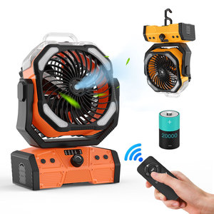 Ventilador LED Portátil con Función de Pulverización, Batería Recargable, Ventilador para Tienda de Campaña, Motor DC, 12 Horas de Autonomía, Naranja, Amarillo, Negro - Product Image 1