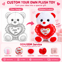 Ours en peluche personnalisé directement de l'usine avec broderie « Je t'aime » en cœur rouge, peluche pour cadeau de la Saint-Valentin