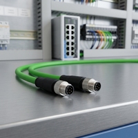 Connecteur mâle 8 broches M8 à code A, résistant aux chocs sismiques et dynamiques, avec indice d'étanchéité et de protection contre la poussière élevé