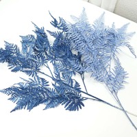 Feuilles de fougère artificielles en plastique en gros, bleues, 93 cm, 105 cm, plantes vertes artificielles, arrangement floral pour décorations de mariage