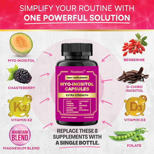 OEM Ekstra Güçlü 16'sı 1 Arada Myo & D-chiro İnositol Kapsül Hormon Dengeleyici Takviyesi, Kadınlar için Berberin ve Vitamin D3+K2 ile - Product Image 2