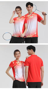 Combinaison de t-shirt à séchage rapide avec logo personnalisé uniformes d'équipe d'entraînement de badminton de compétition sportive uniformes de classe à manches courtes col - Product Image 5