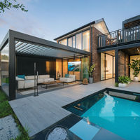 Pergola extérieure motorisée moderne en aluminium 4x6 4x8m 6x4 8x4m, imperméable, résistante à la pluie, à lames orientables avec finition thermolaquée pour balcon