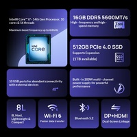 Nouvelle révolution mécanique, ordinateur de bureau commercial Boundless S500 (Core I5-14450HX 16 Go DDR5 512 Go SSD) 23,8 pouces, bundle