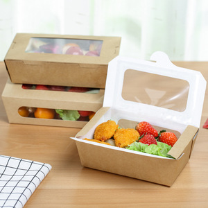 Caja de Embalaje Cuadrada de Papel Kraft Desechable para Alimentos, Postres y Entrega a Domicilio, Impresión Offset con Ventana, Pedidos Personalizados Disponibles, Envío Gratuito - Product Image 3