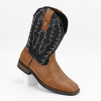 Bottes de cowboy western rétro mi-mollet pour homme avec broderie à bout carré Accessoires pour chevaux équestres