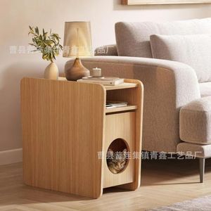 Mesa de Centro de Madera con Cama para Gatos, Mesa Auxiliar Multifuncional, Casa para Mascotas Pequeñas, Escondite para Gatos en el Dormitorio - Product Image 3