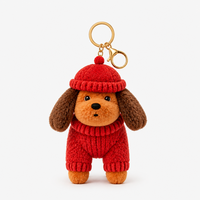 Porte-clés chien en peluche douce et écologique Zaves, prix d'usine, personnalisé, rouge, style ornement suspendu, nouvelle arrivée, chiot en peluche