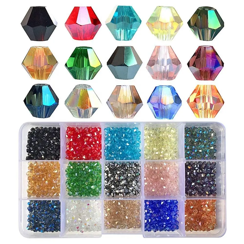 Contas de vidro de cristal bicone 4mm, para fazer jóias