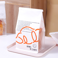 Sac à pain en papier kraft avec fenêtre transparente, fermeture à lien métallique blanc, fond plat, impression de logo personnalisé, emballage pour pain au lait, utilisation en boulangerie