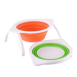 रसोई Foldable छलनी बंधनेवाला BPA मुक्त रंगीन सिंक Colanders और Strainers टोकरी - Product Image 1