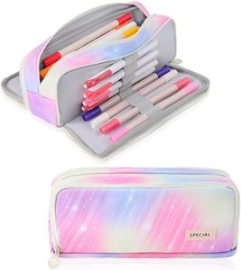 Grande trousse à crayons en tissu, 3 compartiments, grande capacité pour les étudiants, l'école et le bureau - Product Image 4