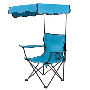 Taşınabilir güneşlik ucuz katlanır kamp sandalyesi gölgelik ile plaj sandalyesi gölge ile