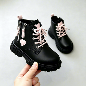 Botas de Princesa con Cierre de Cremallera Lateral y Cordones, de Piel Sintética, para Niñas Mayores, Modelo Nuevo 26-37 - Product Image 1