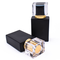 Flacon de parfum en verre carré noir et blanc givré personnalisable de 30 ml, récipient d'aromathérapie