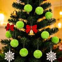 Kunstfell Pompon Weihnachtsanhänger Flauschige Plüschkugeln Hängende Baubeln für Weihnachtsbaum Feiertagsparty Heimdekoration