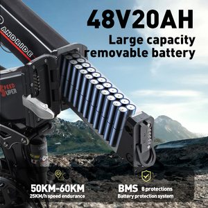 デュアルモーター 2000W 折りたたみ電動アシスト自転車 人間工学に基づいた快適シートと20Ah着脱式バッテリー付き - Product Image 6