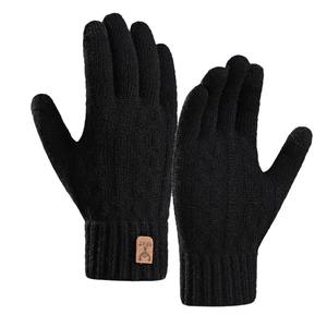 Gants d'hiver en tricot jacquard pelucheux bon marché pour hommes, gants d'extérieur antidérapants épais et chauds pour écran tactile, pour la conduite à vélo - Product Image 1