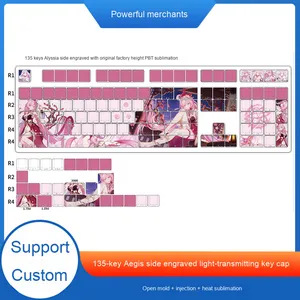 Nhà sản xuất của 135 phím nhuộm thăng hoa PBT Keycaps Cherry hồ sơ với ánh sáng hai màu tiêm bên in tùy chỉnh Keycaps - Product Image 6