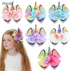 6 pièces filles licorne cheveux arcs avec pinces à cheveux alligator Cheer arcs cheveux robe quotidienne accessoires pour la fête - Product Image 1