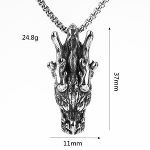 จี้หัวมังกรสแตนเลส สร้อยคอผู้ชาย ดีไซน์รูปทรงเรขาคณิต สไตล์ไม่สมมาตร - Product Image 5