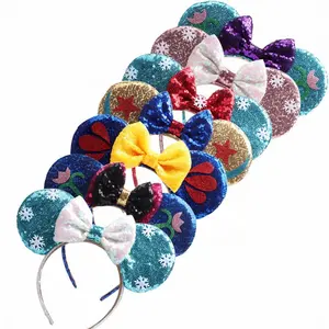 Mode Mickey Minnie Ears Headband Hairband Anak Payet Busur Perempuan Aksesoris Rambut Bintang Mouse Telinga Pesta 1Pc/Tas Opp