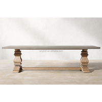 Jieni — table à manger en bois de teck style industriel européen, sculpté dans le jardin, cadre en bois, béton