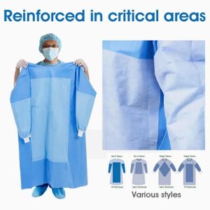 AAMI 레벨 3 인증 강화 SMS 성인용 외과 가운 PE 및 PP 무균으로 만든 방수 찢기 방지 - Product Image 2