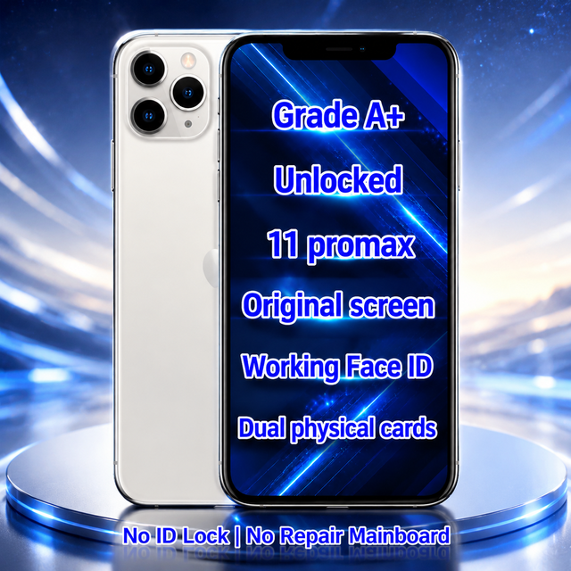 Wholesale Unlocked for 11 Pro Max Silver 256GB A13 Chip Face ID 6.5Inch Screen Grade A+ Used Phone 5G 4GB RAM