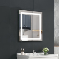 Bathnologie Nouveau Design Simple Smart Led Mirror Salle de Bain Vanité Led Miroirs de Bain avec Lumière Argent Design Graphique Moderne Rectangle