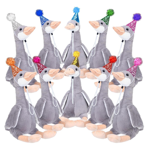 Vente en gros : Peluche personnalisée douce 'Adopt a Silly Goose' en forme de canard gris assis avec petits chapeaux, cadeaux pour fêtes <span class=keywords><strong>d</strong></span>'anniversaire - Product Image 1
