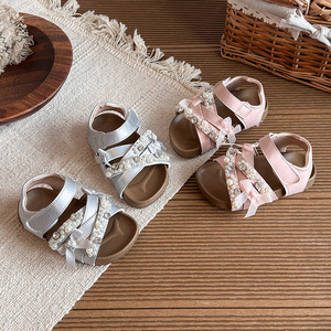 Sandalias de Princesa con Perlas para Niñas, Verano 2026, Nuevas, Suela Suave Antideslizante, Ligeras, Transpirables, Parte Superior de PU, Moda Infantil - Product Image 1