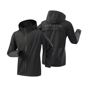Chaqueta Cortavientos con Capucha y Estampado de Letras en la Espalda, Transpirable, de Alta Calidad, 90% Nailon, 10% Elastano, Chaqueta Deportiva Personalizada para <span class=keywords><strong>Hombre</strong></span> - Product Image 2