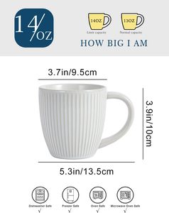 Juego de 4 <span class=keywords><strong>Tazas</strong></span> de Café de Cerámica con Relieve Pyrilo de 14 oz, Libres de Plomo, Aptas para Microondas y Lavavajillas, para Hogar, Oficina, Bodas, Regalos de Inauguración, Té - Product Image 4