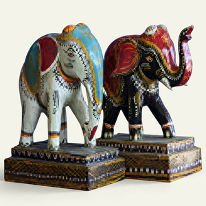 Handcrafted Painted Brass <b>Elephant</b> Figurine Pair Traditional Vastu Home Office Desk <b>Decor</b> Lucky Feng Shui Ornament Wholesale - Product Image 1