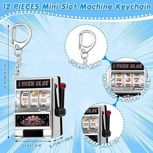 Porte-clés fantaisie Casino Las Vegas, breloques <span class=keywords><strong>machine</strong></span> <span class=keywords><strong>à</strong></span> <span class=keywords><strong>sous</strong></span>, <span class=keywords><strong>rouleaux</strong></span> dorés/argentés pour décorations de fête, cadeaux de remise de diplôme en gros - Product Image 2