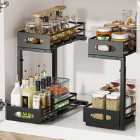 Étagère coulissante à 2 niveaux DOOSO pour sous-évier, organisateur de rangement pour cuisine, salle de bain et garde-manger